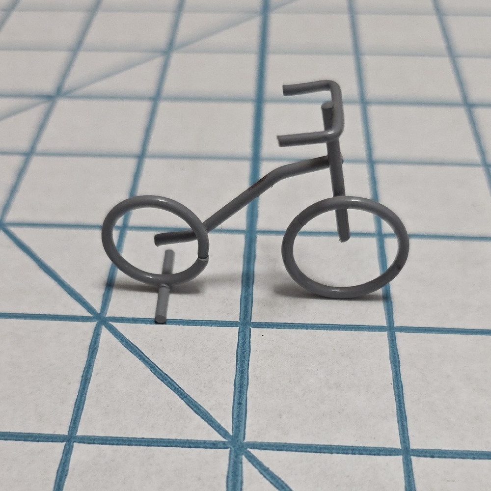 Gray Miniature Wire Bicycle Decor, Vintage 1.1" L X 1.4" T X .7" W